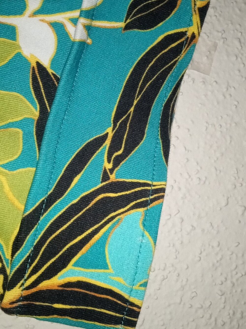 Chico’s XL 100% Pima Cotton Teal Tropical Floral Short Sleeve Top - Picture 6 of 8